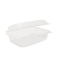 White hinged container with lid on a white background