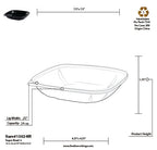 Technical drawing of a black plastic bowl with dimensions and specifications.