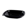 Black plastic food bowl on a white background