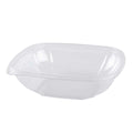 Clear plastic bowl on a white background