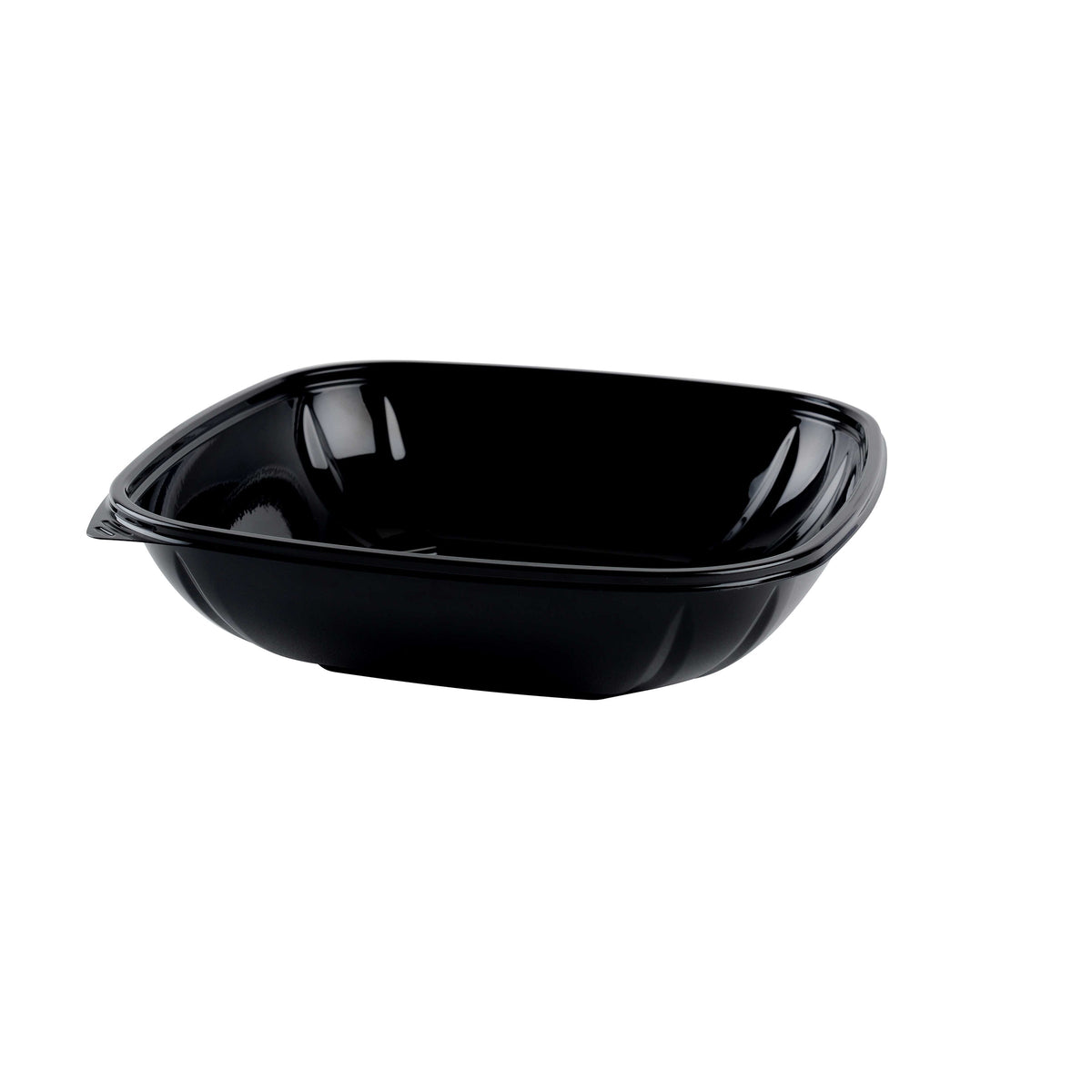 Black plastic bowl on a white background