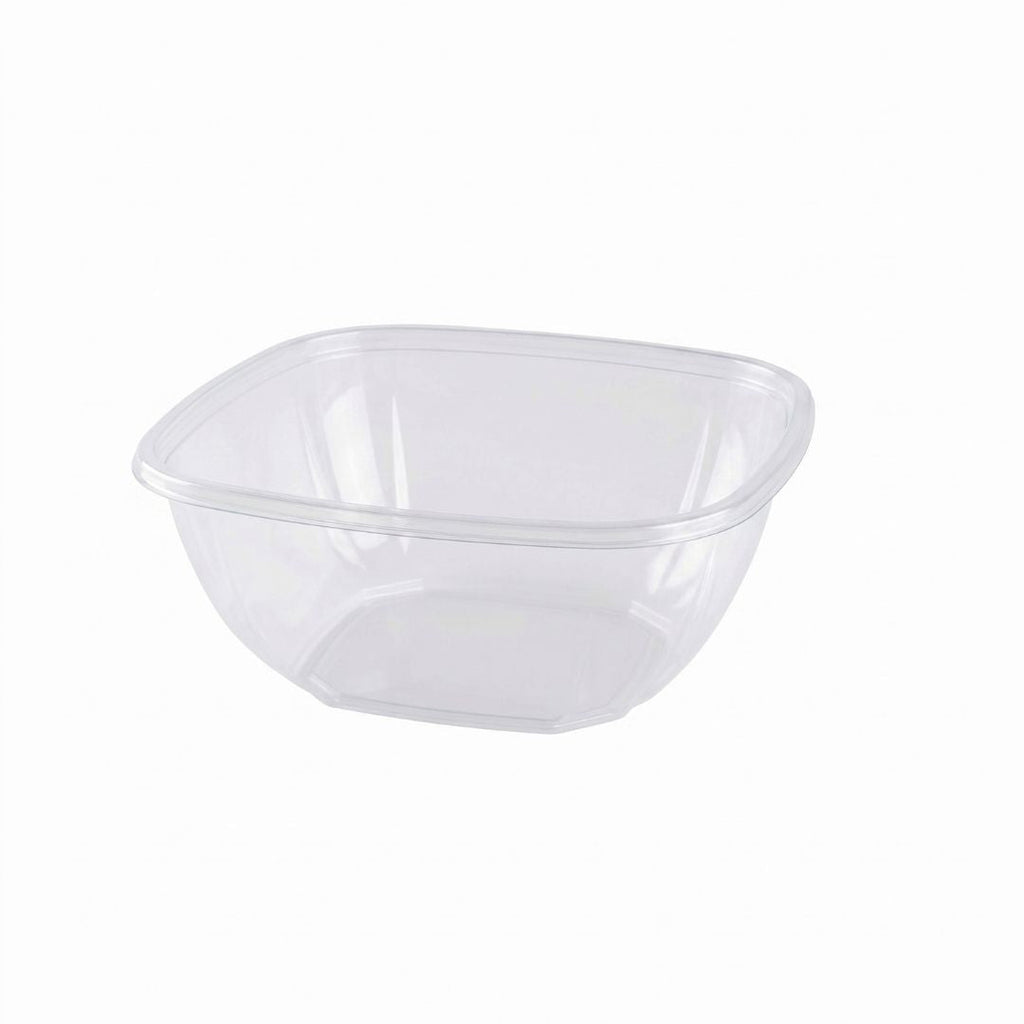 Clear plastic bowl on a white background