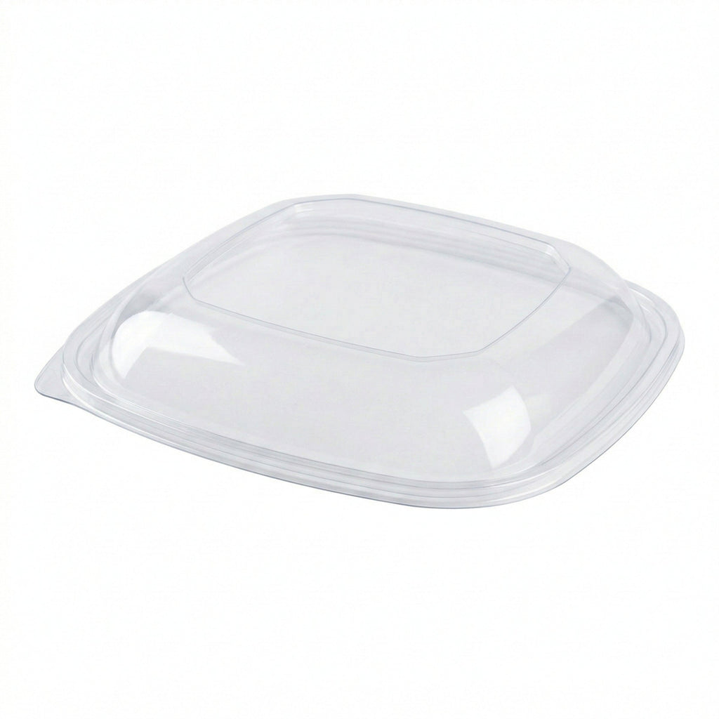 Clear plastic lid on a white background