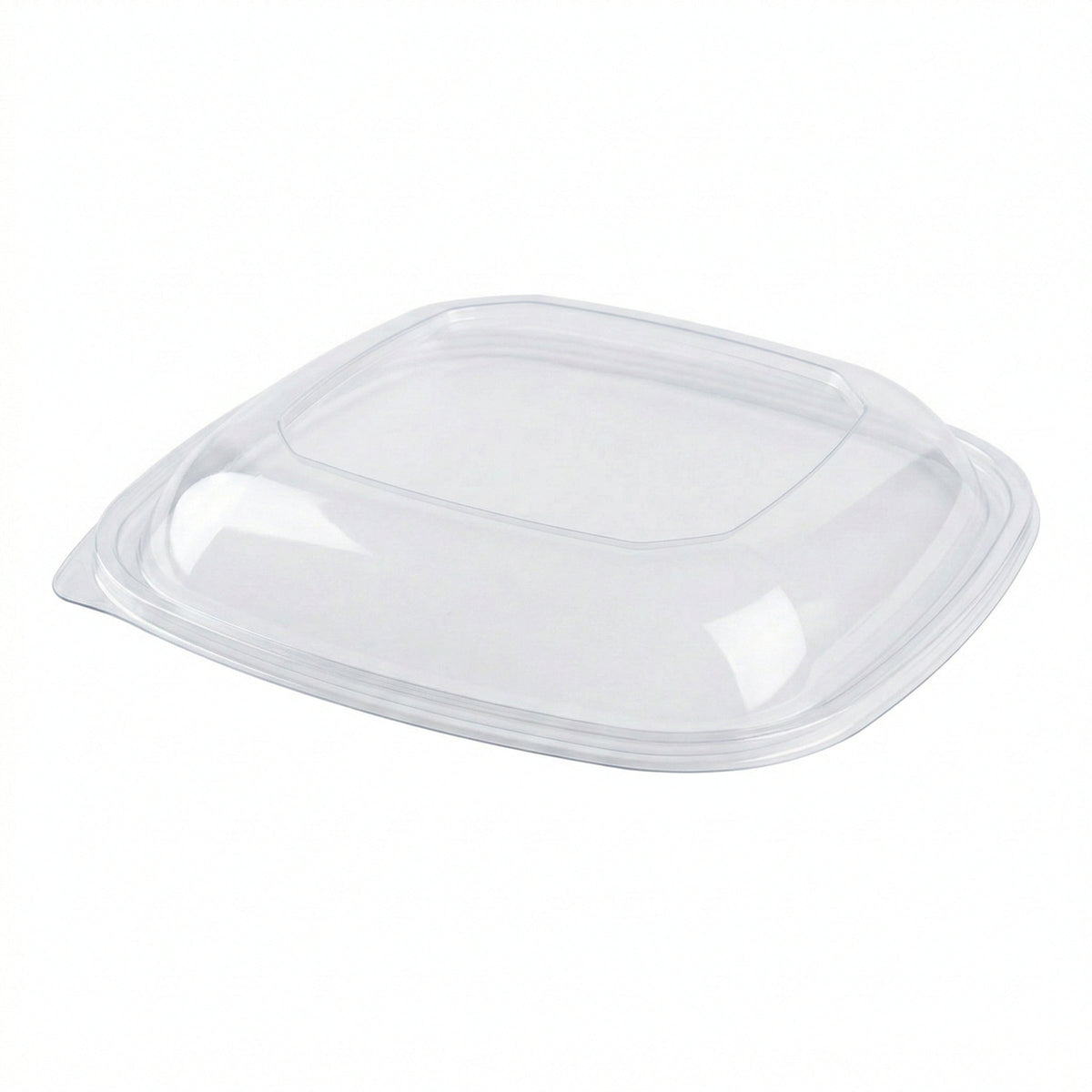 Clear plastic lid on a white background