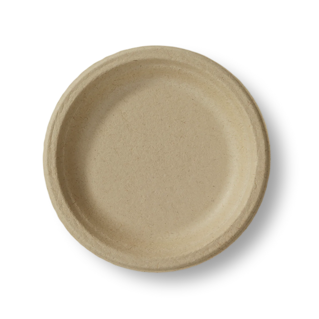 Beige fiber plate on a white background