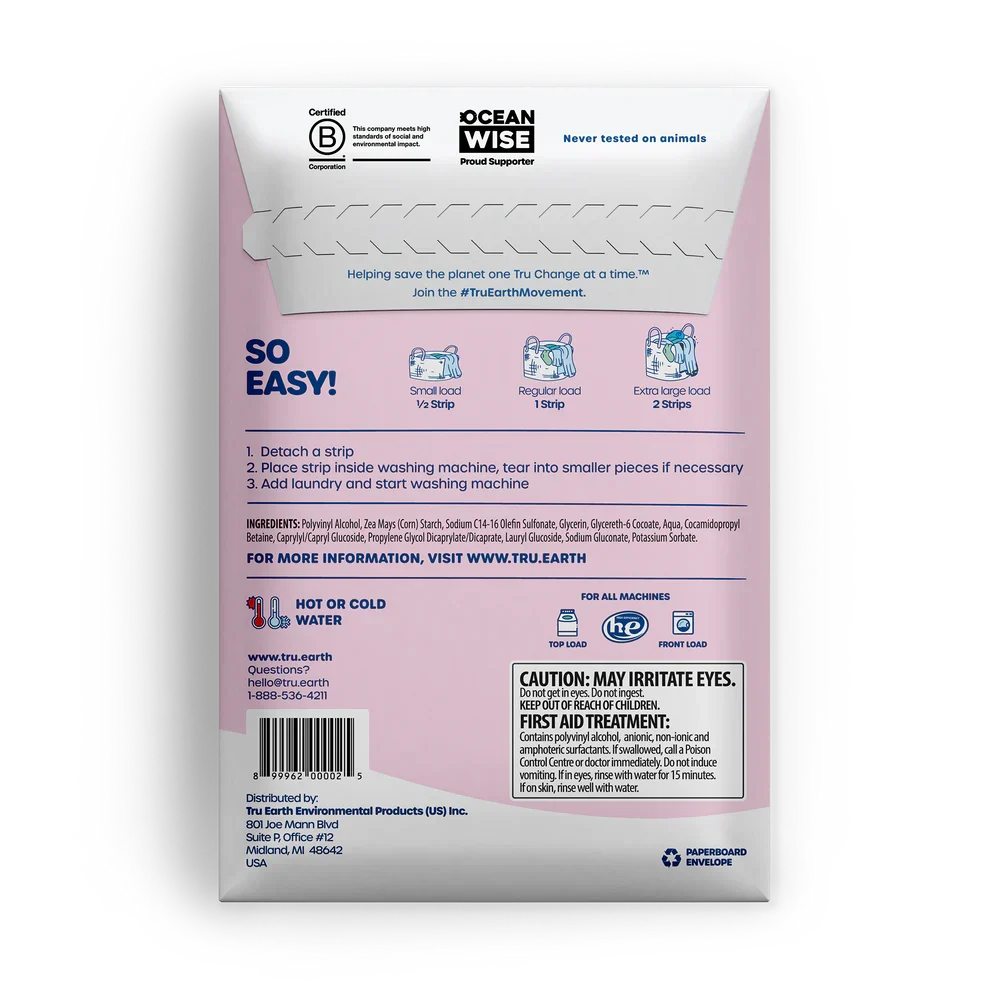 Tru Earth Eco Laundry Detergent Strips | Baby | Eco-Friendly | 32-Load Pack
