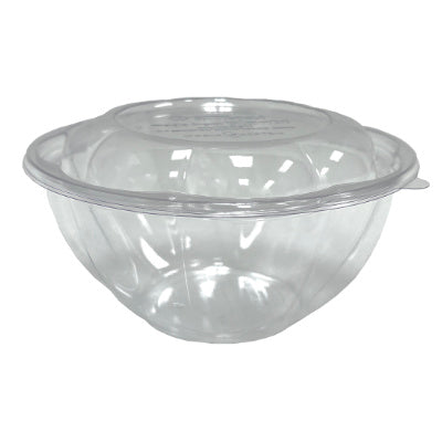 32 oz Clear Salad Bowl with Lid | Compostable | PLA | 50 Sets of Bowls with Lids