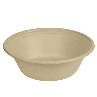 Beige compostable bowl on a white background