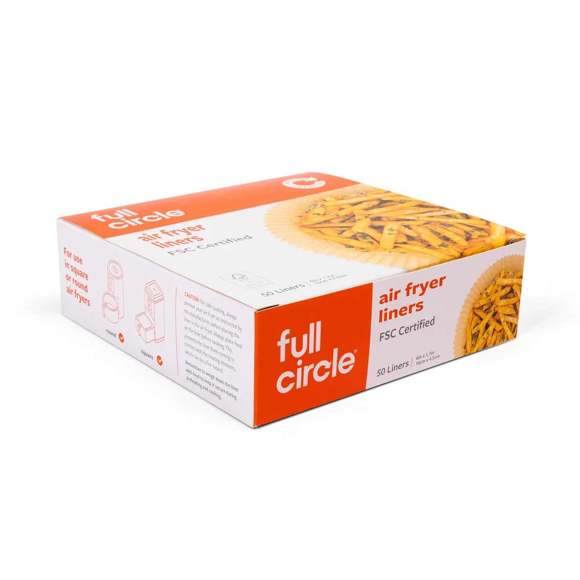 Box of Full Circle air fryer liners on a white background
