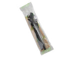 Wrapped Cutlery Kit w/ Napkin | Black | Compostable