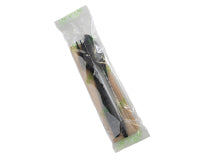 Wrapped Cutlery Kit w/ Napkin | Black | Compostable