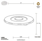 Technical drawing of a Conserveware flat lid for round bowl with dimensions and branding details.