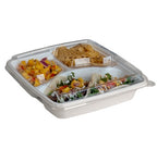 Lid for 9" Fiber Square Tray | Clear PET Dome Lid | 3-Sections