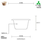 Technical drawing of a 2 oz Portion Cup with dimensions and material information.