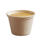 Beige paper cup with a textured surface on a white background