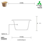 Technical drawing of a 4 oz portion cup with dimensions and material information.