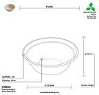 Technical drawing of a 40 oz. round bowl with dimensions and material information.