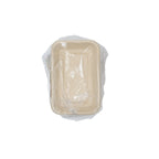 Compostable rectangular container with a clear plastic cover on a white background