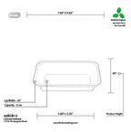 Technical drawing of a 12 oz rectangular bowl with dimensions and specifications.
