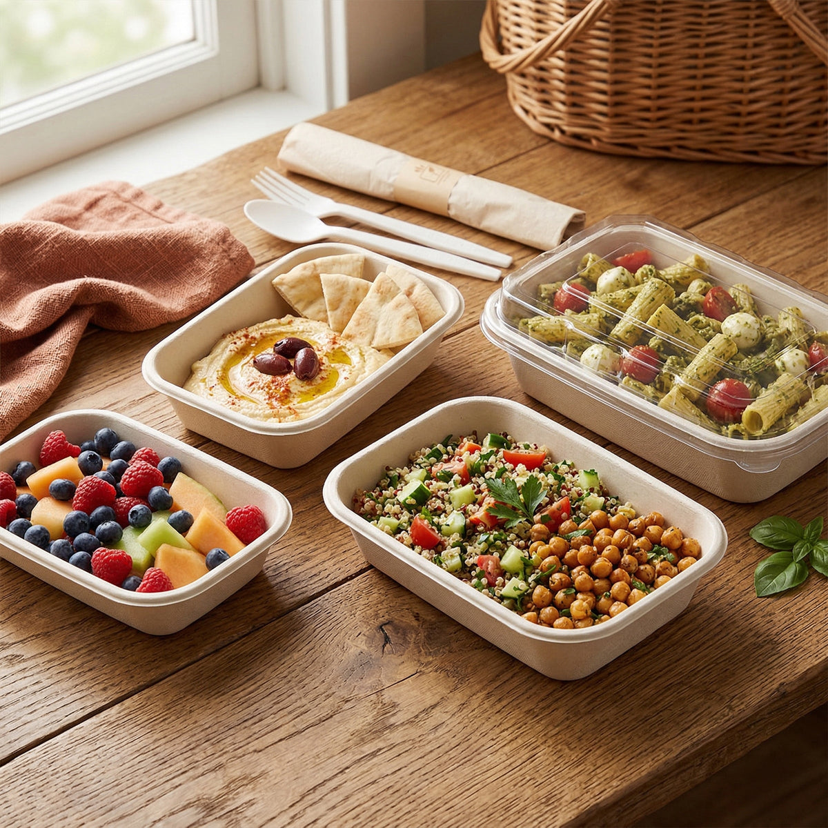 24 oz. Takeout Tray | Natural Plant Fiber | Compostable