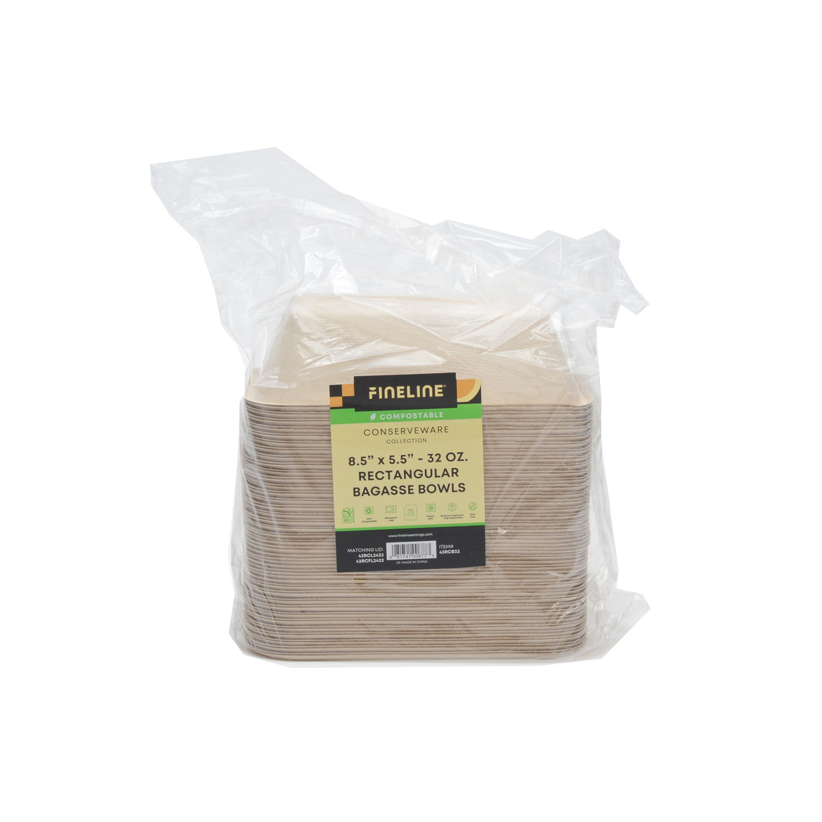 Packaged fiber trays with a Fineline label on a white background