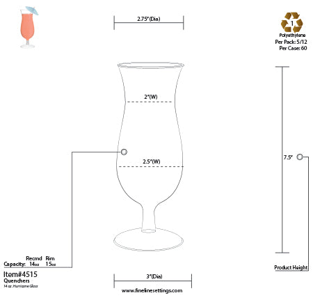 14 oz. Hurricane Glass | Clear | PETE