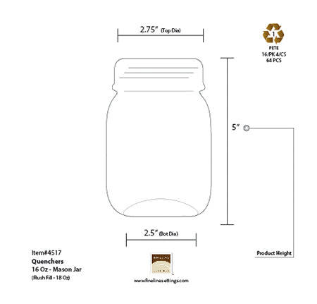 16 oz. Mason Jar | Clear | PETE