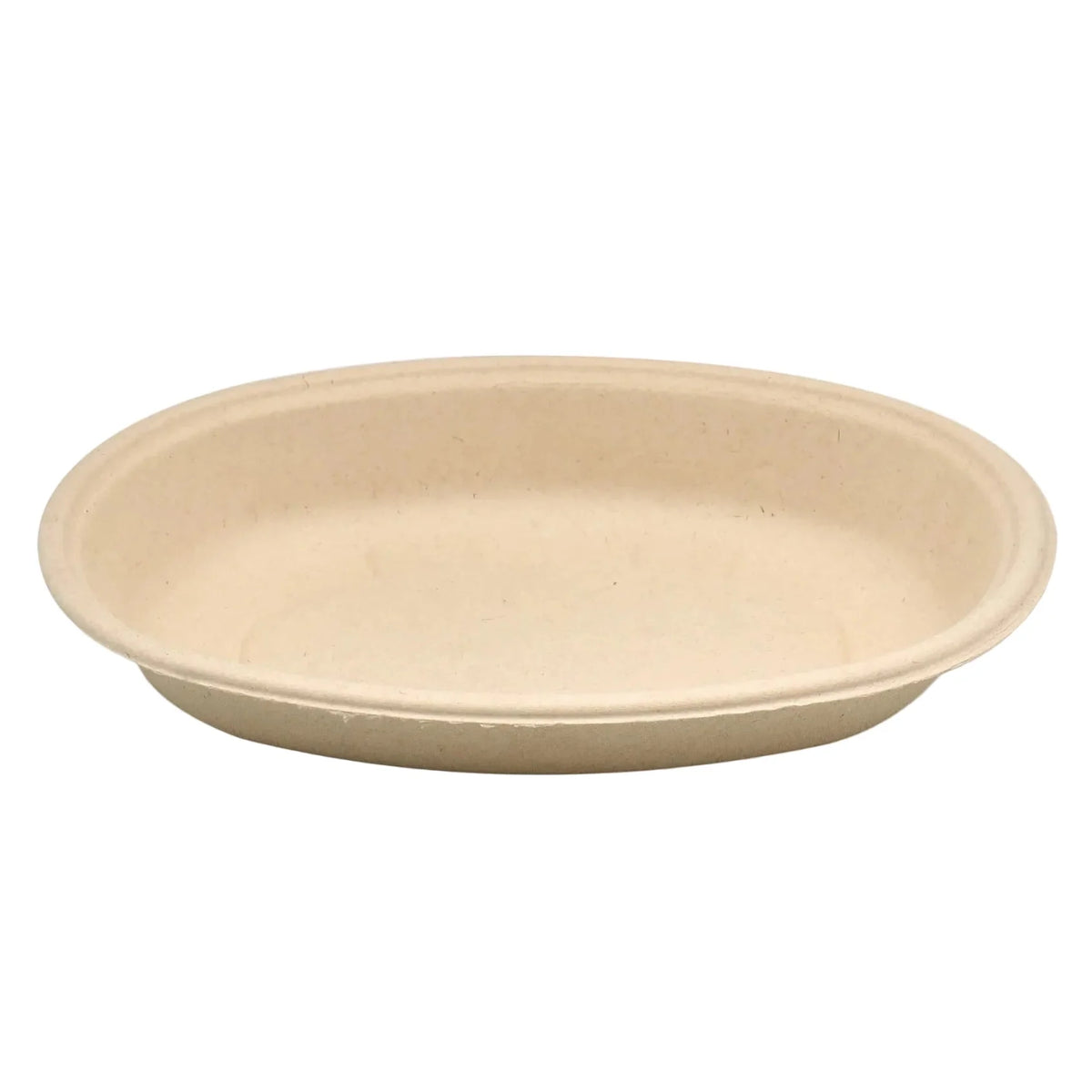 Oval compostable bowl on a white background