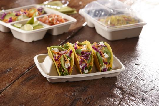 3 Divider Taco Tray | Natural Fiber | Compostable
