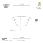 An image that shows the dimension of a compostable bowl.