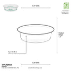 Measurement chart for a deli container base with dimensions and material information.