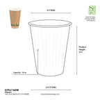 Measurement chart of a 16 oz paper cup with dimensions and specifications.