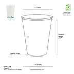 Measurement chart of a 16 oz paper hot cup with dimensions and specifications.