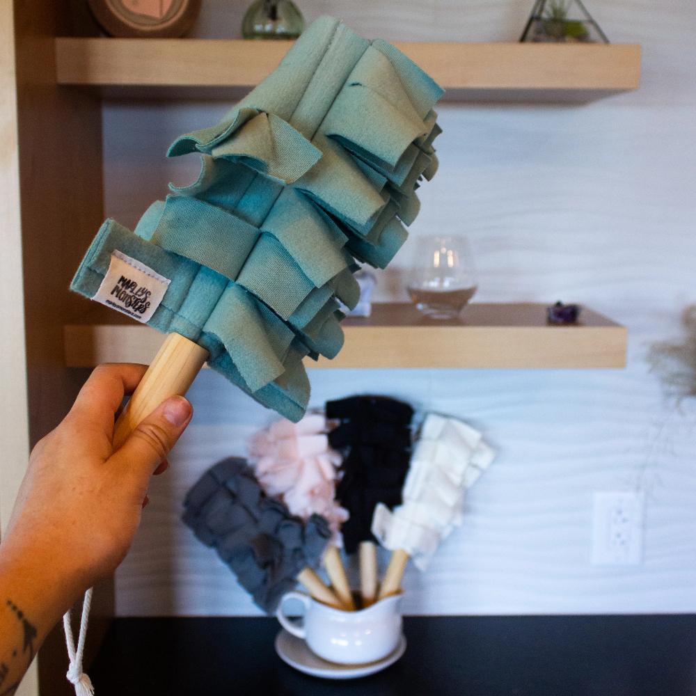 Duster with Handle Starter Kit | Cotton Fleece with Bamboo Handle | Reusable & Refillable