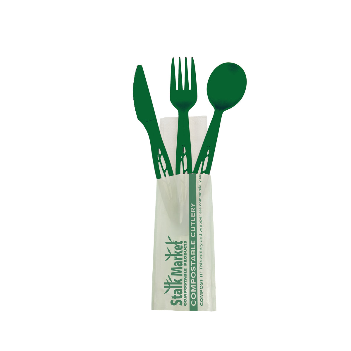 Disposable Cutlery Place Setting | Green | Compostable