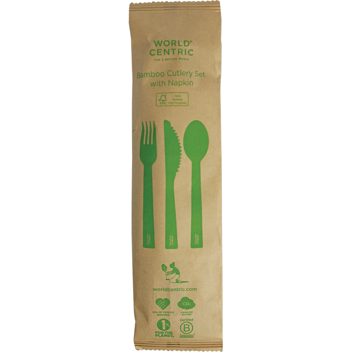 6.7" Bamboo Cutlery Set | Fork/Knife/Spoon/Napkin
