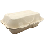 9" x 6" x 3" Clamshell One Compartment | Natural Plant Fiber