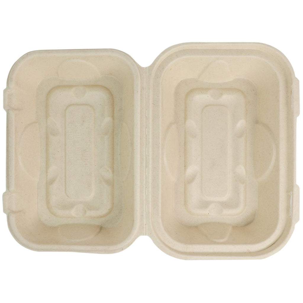9" x 6" x 3" Clamshell One Compartment | Natural Plant Fiber