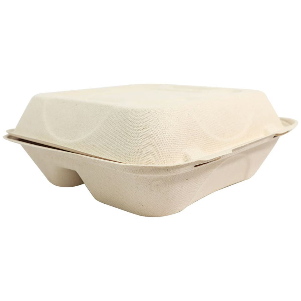 Fiber compostable food container on a white background