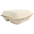 Fiber compostable food container on a white background