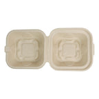 6" x 6" x 3" Clamshell One Compartment | Natural Plant Fiber