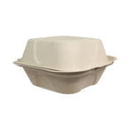 6" x 6" x 3" Clamshell One Compartment | Natural Plant Fiber