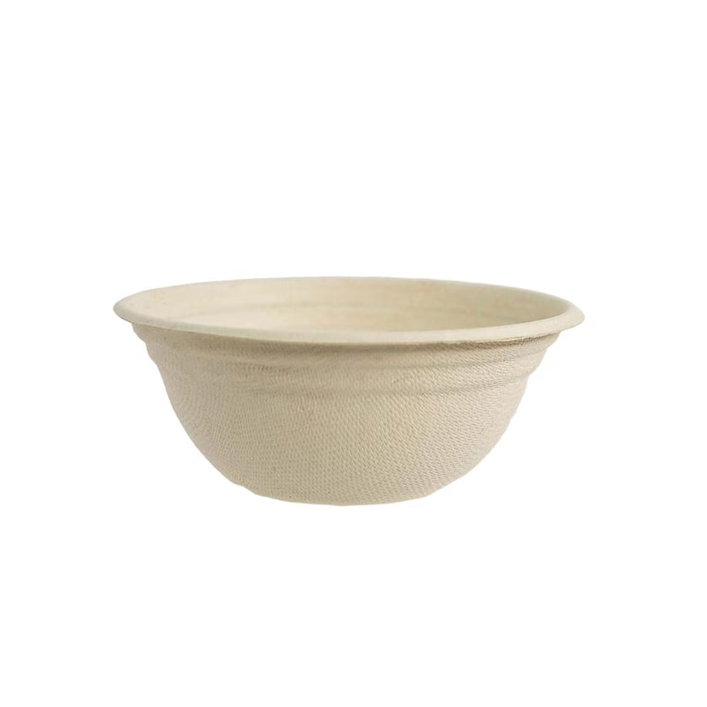 Beige plant fiber bowl on a white background