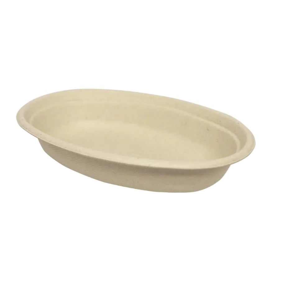 Oval burrito bowl on a white background