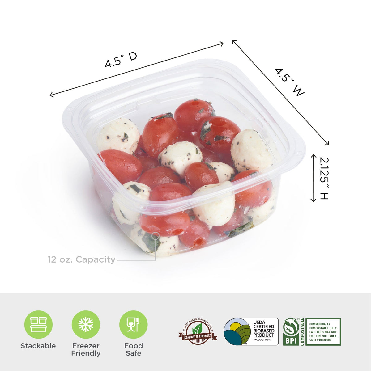 12 oz Compostable Deli Container | Clear | Good Natured Products®