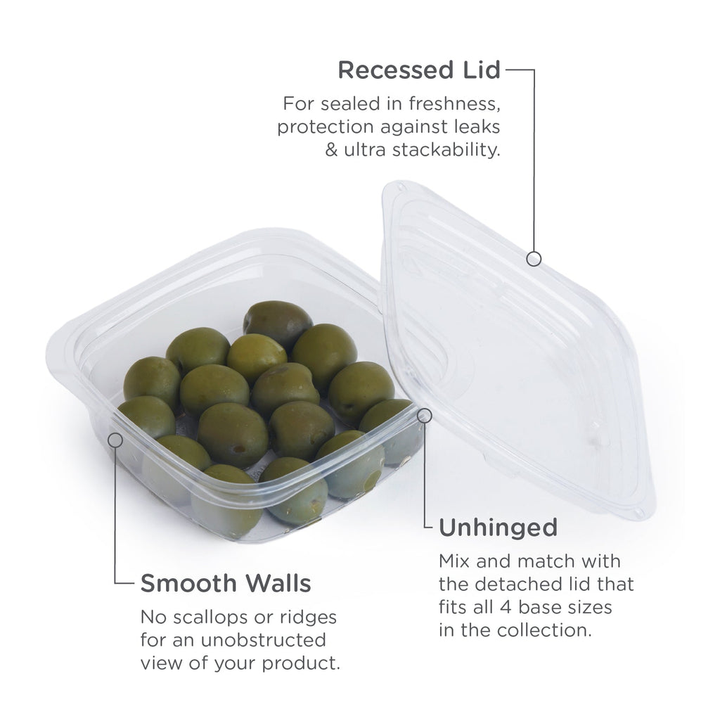 Lid for 8-24 oz Square Deli Containers | Compostable PLA