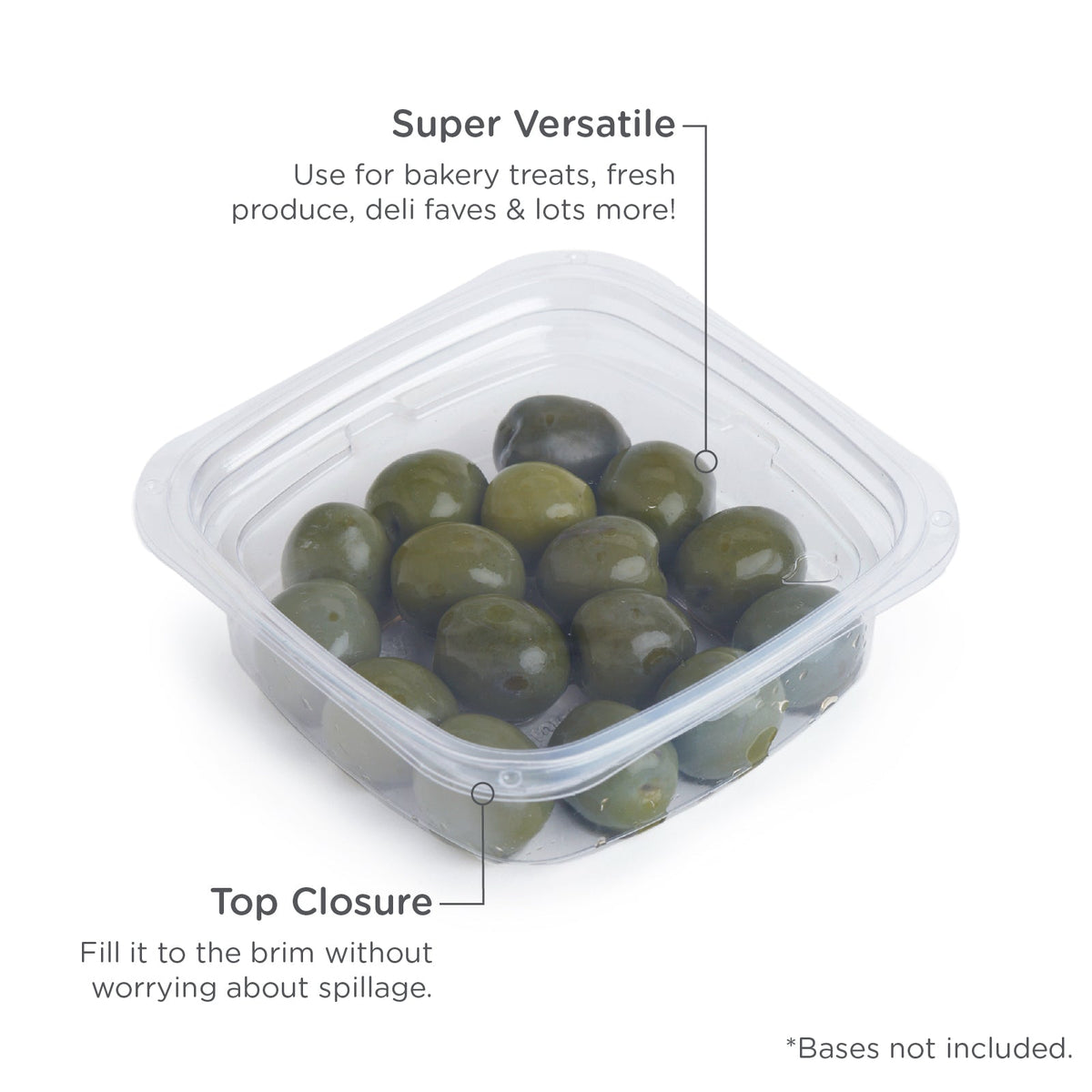 Lid for 8-24 oz Square Deli Containers | Compostable PLA