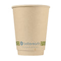 Compostable paper cup with 'betterearth' branding on a white background