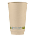 Compostable paper cup with 'betterearth' branding on a white background