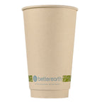 Compostable paper cup with 'betterearth' branding on a white background